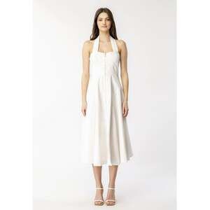 Bardot Women Ivory Cotton Halter Sleeveless Utility Midi Summer Dress Size US 2